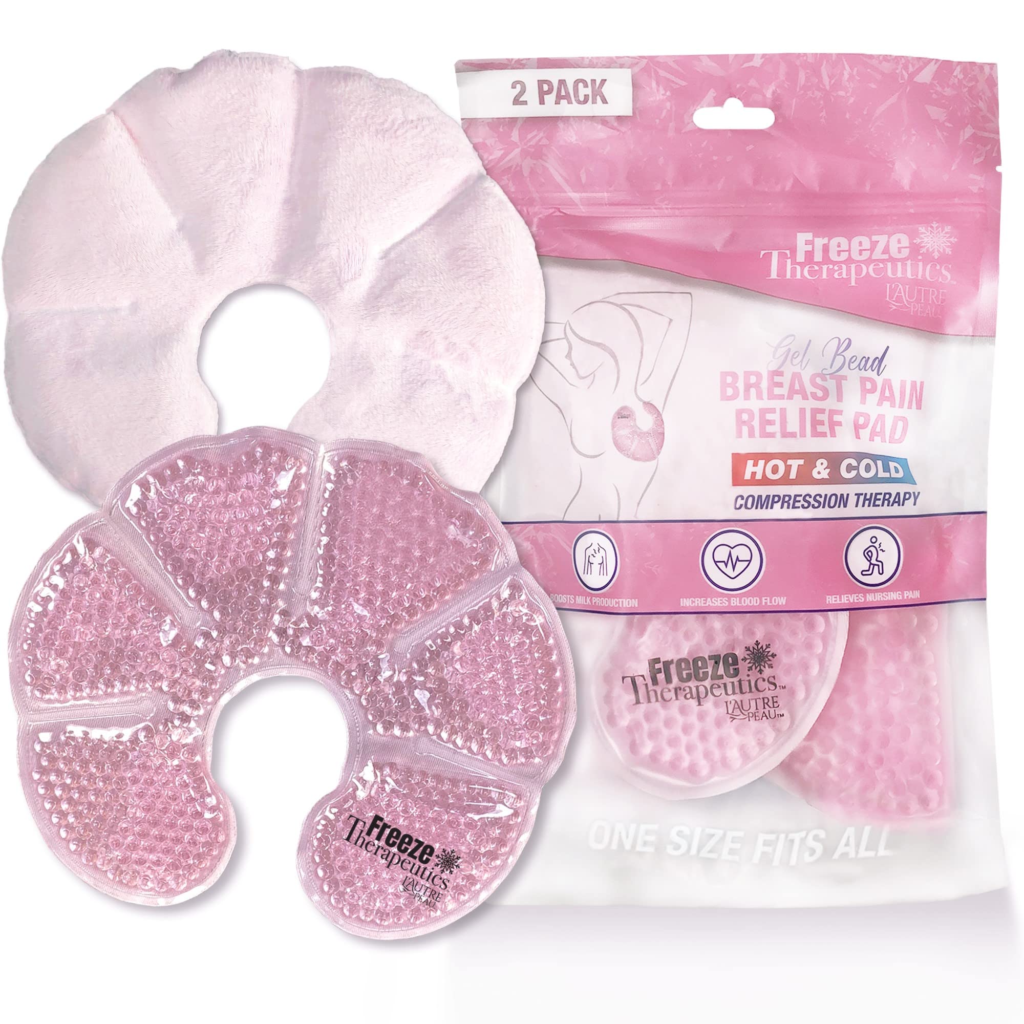 Photo 1 of USA Merchant | Hot/Cold Plush Breast Gel Bead Packs by L'AUTRE PEAU Set of 2 Relief for Breastfeeding, Nursing Pain, Mastitis, Engorgement, Swelling, Plugged Ducts | Boost Milk Let-Down & Production