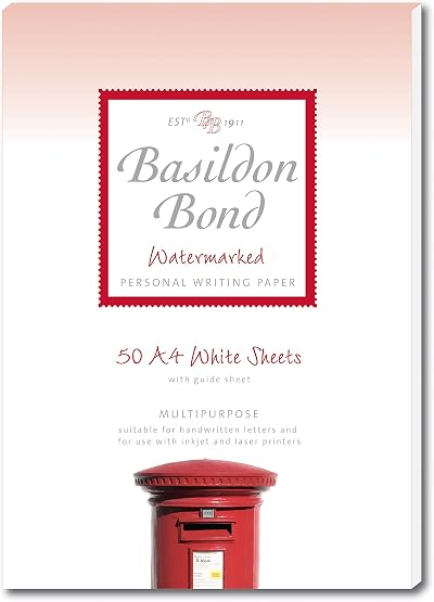 Basildon Bond Luxury Writing Pad A4 50 Sheets White with Watermark