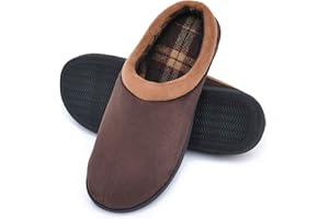 LORDFON Memory Foam Mens Slippers Slip-On Comfy House Slippers for Men Indoor Outdoor Non-Slip Warm Winter Men’s Bedroom Slippers Size