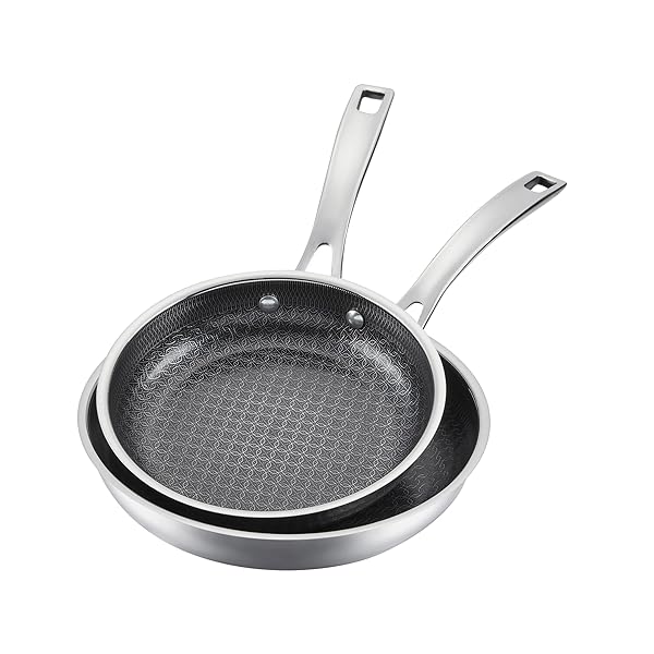 CUISINART FUSIONPLUS NONSTICK STAINLESS STEEL COOKWARE SET, 2-PIECE SKILLET COOKING SET WITH PFAS-FREE PURELYSEAR CERAMIC NON STICK TECHNOLOGY, SCRATCH PROOF, COOL GRIP HANDLES, DISHWASHER SAFE