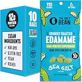 The Only Bean Crunchy Dry Roasted Edamame Snacks (Sea Salt), Healthy High Protein(12g) Keto Food, Low Carb Gluten Free Office Vegan Food 100 Calorie Snack Pack, 0.9oz 10 Pack