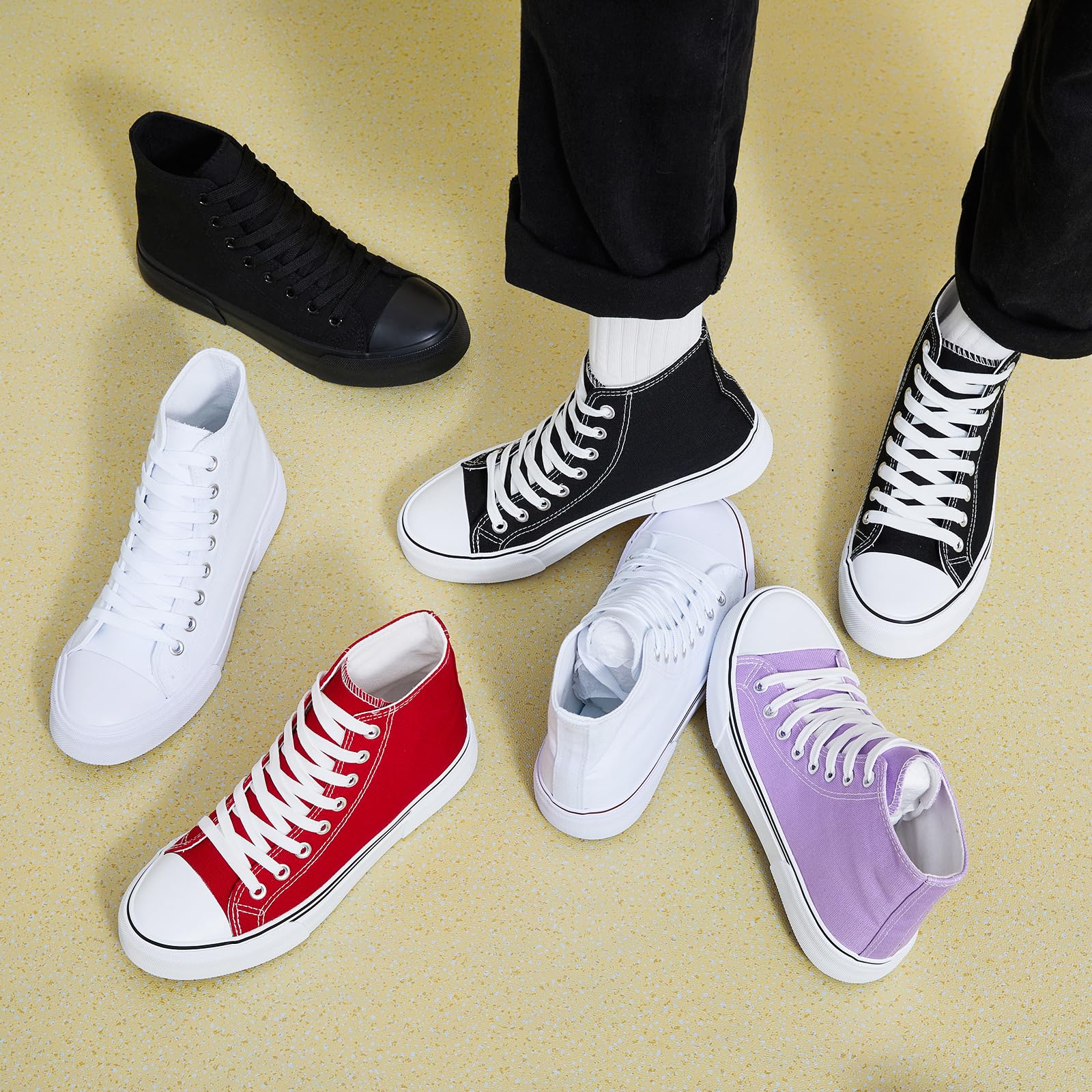 hash bubbie High Top Sneakers for Women Classic High Tops Canvas Shoes Lace up Women's Fashion Sneaker