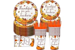 AISOSIKS Friendsgiving Party Supplies Set Serves 16,Friendsgiving Plates and Cups,Friendsgiving Decorations,Thanksgiving Decorations,BDTZ Happy Thanksgiving Party Decorations