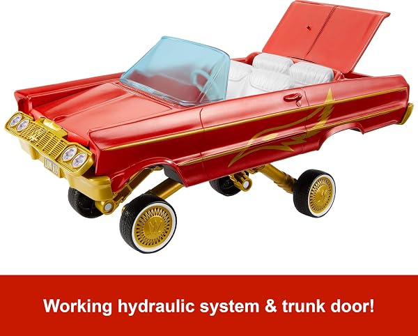 MATTEL WWE ACTION FIGURE & TOY VEHICLE SET, REY MYSTERIO MAIN EVENT FIGURE & LUCHA LOW RIDER CAR WITH LAUNCHING ACTION & HYDRAULICS