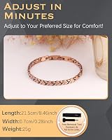 Jeracol Ladies Copper Bracelet Magnetic Adjustable 21.5cm Gift Box view 4