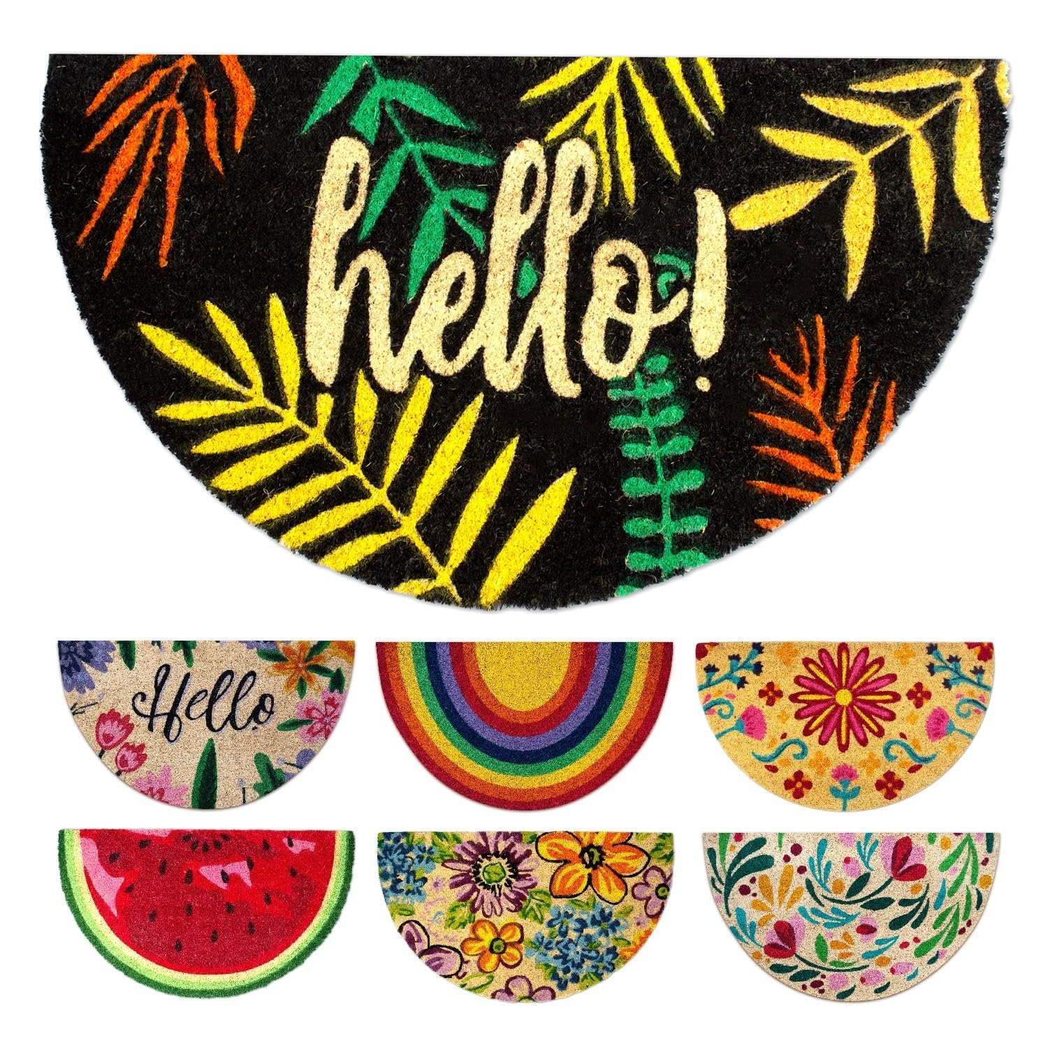 LUA VIKA Coir Doormat - Hello tropical - 40x70 cm - Outdoor Door mat - Front Door mat outside - Half moon Doormats outside — image 1
