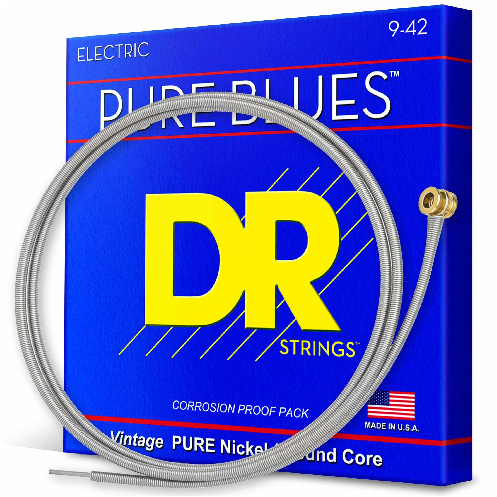 DR Strings PURE BLUES™ - Pure Nickel Electric Guitar Strings: Light 9-42