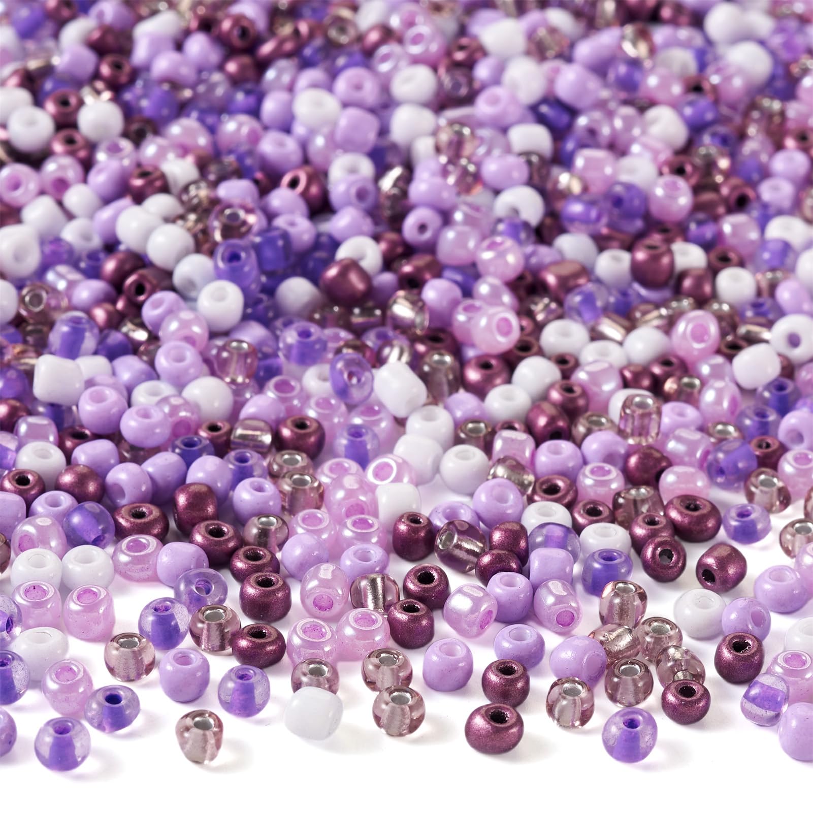Craftdady 480Pcs Purple Beads Glass Seed Beads 4mm Opaque Color Pony Czech Glass Bead Spacers Lilac White for DIY Beading Bracelet Necklace Jewelry Making