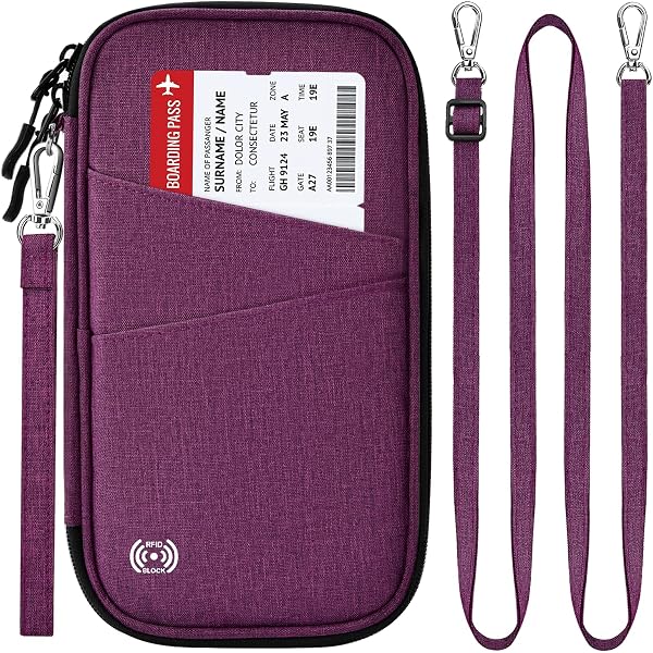 HUAZEXINX Porta passaporto, portafoglio da viaggio, blocco RFID, organizer per documenti da viaggio per famiglia, impermeabile, per donne e uomini, per carte d'identità, carte di credito, biglietti