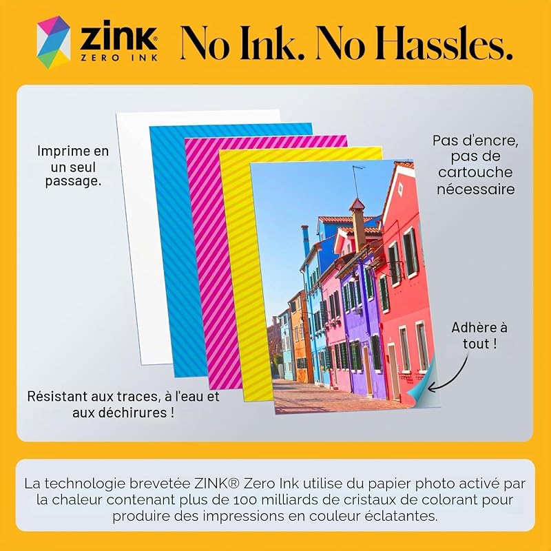 Printomatic+ Appareil Photo numérique instantané 10 MP, Zink 2x3 (5,1 x 7,5 cm), LED RVB, Coffret Cadeau: Étui, Pack de 20 Feuilles, Album, Autocollants et feutres, Noir