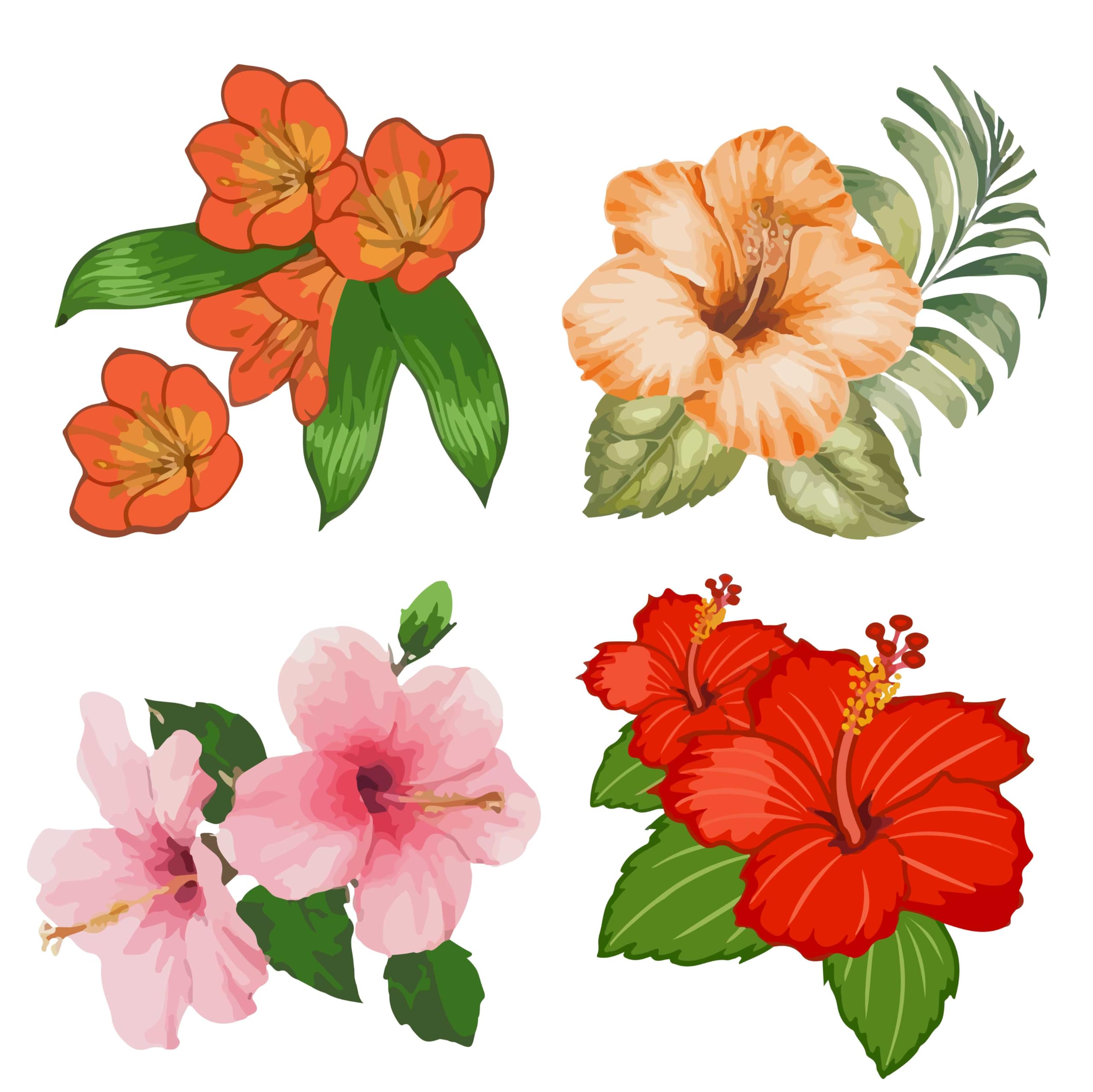 GORGECRAFT 4Pcs Hibiscus Window Clings 16cm Removable Hawaii Stickers Hibiscus Flower Decals Waterproof Vinyl Film Spring Bedroom Bathroom Decals for Prevent Birds Dogs Pets Strikes