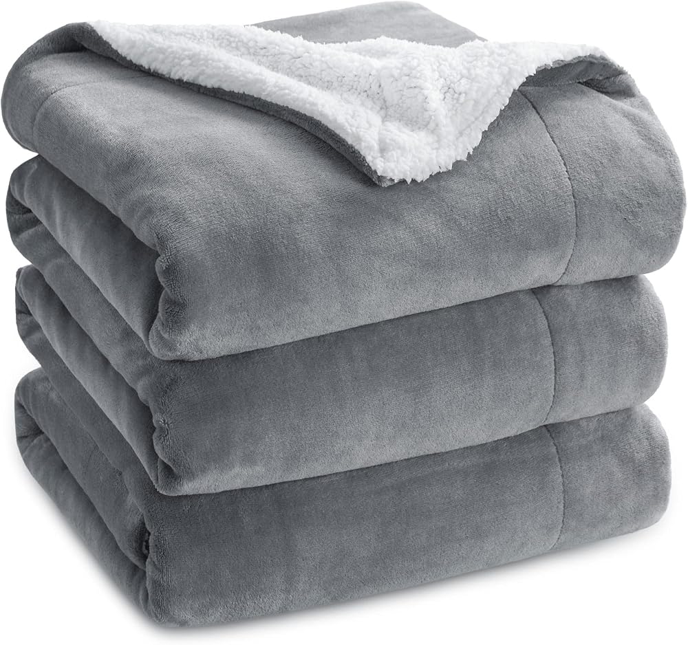 Bedsure Sherpa Fleece Throw Blanket Thick Warm 230x270cm Natural