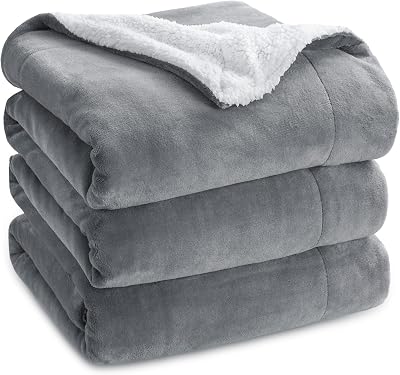 Bedsure Sherpa Fleece Throw Blanket Thick Warm 230x270cm Natural