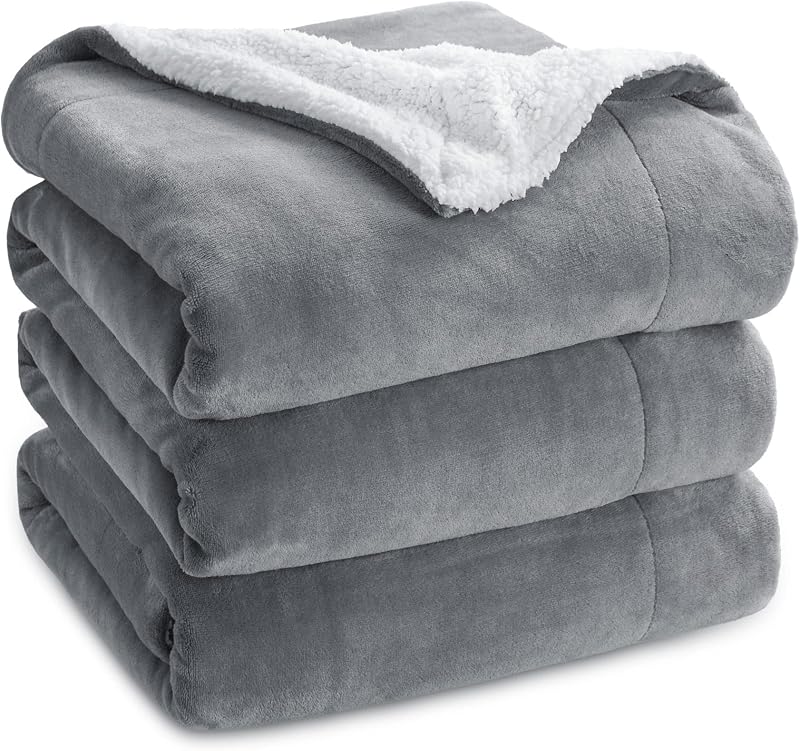 Bedsure Sherpa Fleece Throw Blanket Thick Warm 230x270cm Natural