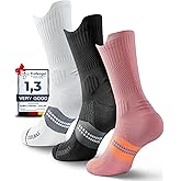 Juclise Womens Coolmax Bamboo Viscose Compression Running Crew Socks, Moisture-Wicking Anti-Blister Hiking&Gym Athletic