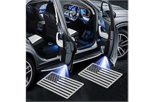 CXCCOI 2PCS Car Door Lights Logo Projector,HD Car Welcome Light LED Courtesy Light for Cool Auto Decorations,Universal Auto Door Projector Lights Fit All Vehicle Models (Black Flag)