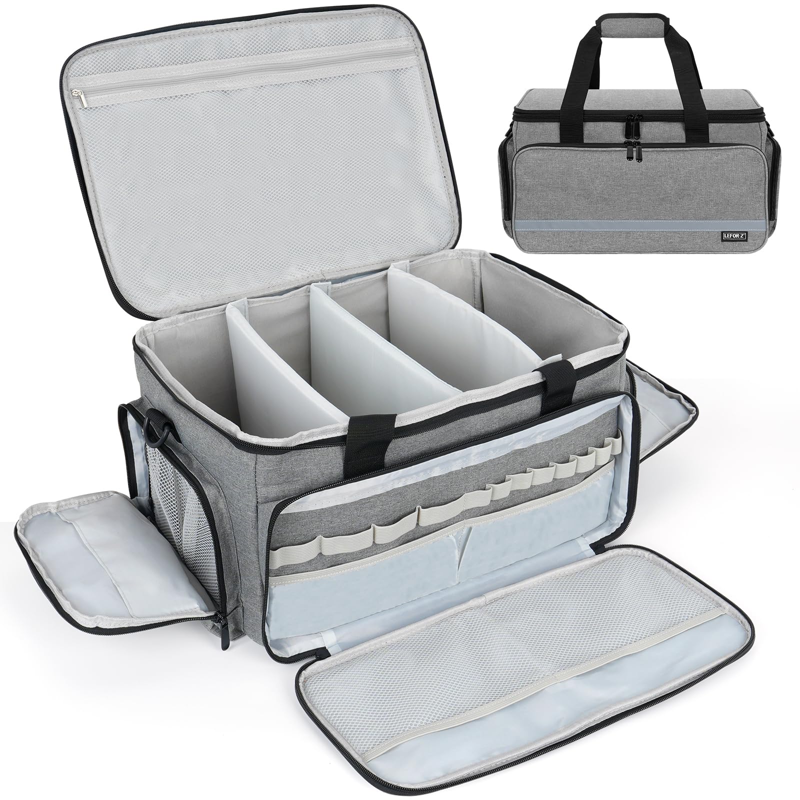 LEFOR·Z Medical Supplies Bag,First Aid Case Empty,Nurse Bag with Detachable Dividers for Home Health Care,Hospice Visit,Travel or Emergency Event,Large,Grey — image 1