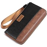 SENDEFN Leather Womens Wallets Wristlet Bifold Ladies Clutch Purse RFID Blocking Zip Around