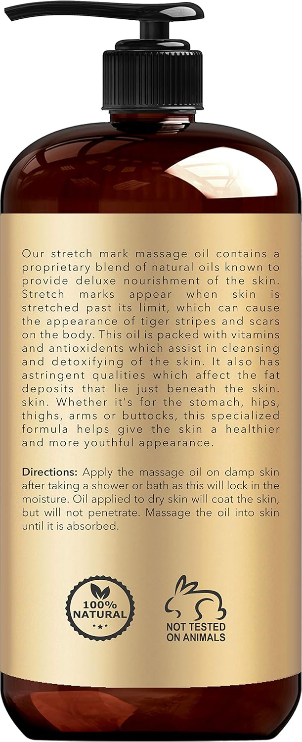 Pure Life Science Stretch Mark Oil - All Natural Ingredients - Stretch Mark & Scar Therapy For Pregnancy & Uneven Skin Tone, Penetrates 6X Deeper Than Stretch Mark Cream, Non-Greasy Formula - 8 OZ: Health & Personal Care