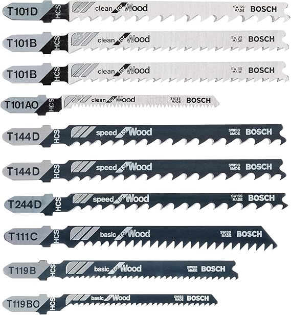 Bosch Professional 10 Piece Set Jigsaw Blades Set For Wood Accessories For Jigsaw With T Shank Mounting Amazon Com