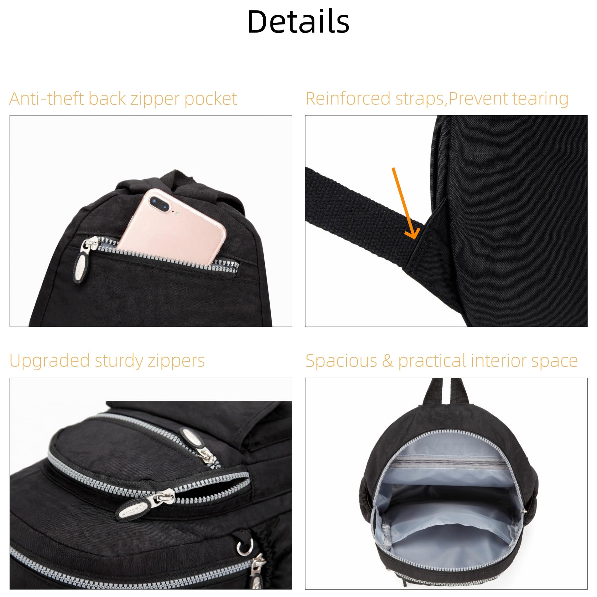 AOTIAN Mini Nylon Women Backpacks Casual Lightweight Small Daypack for Girls