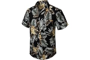 HISDERN Hawaiian Shirt for Men Short Sleeve Button Down Shirt Men Casual Summer Tropical Beach Aloha Shirts for Men Hawaii Party