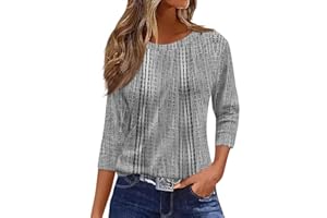 JXKIKOZE 3/4 Length Sleeve Womens Tops 2025 Fall Fashion Floral Print Vintage Tshirts Casual Loose Crew Neck Blouses