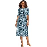 London Times Womens Side Waist Tie Fit and Flare Dress