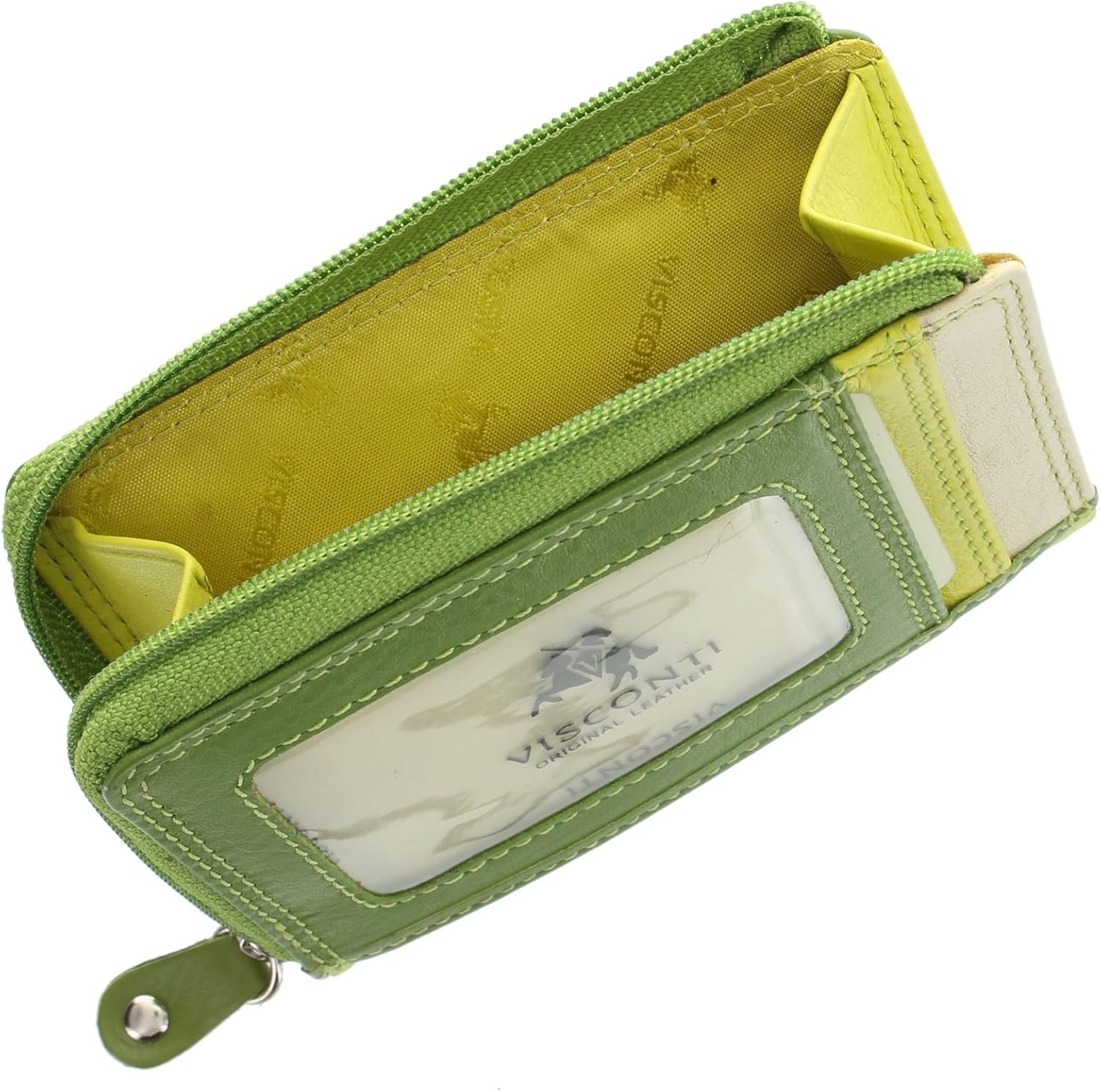 VISCONTI Leather Rainbow Collection PHI PHI Slimline Credit Card Purse RB110 Lime Multi - Image 4