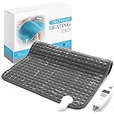 SameBed Electric Heating Pad for Back Pain Relief & Cramps - 6 Heat Settings,Auto Shut Off,Moist Heat Options,Portable Heated Pads for Neck/Shoulder Machine Washable Gift for Men Women,Grey,20"x24"