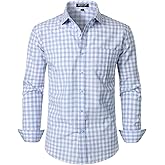 JEMITOP Men's Transitional Weather Slim Fit Long Sleeve Button Down Shirt Business Casual Dress Shirts with Pocket