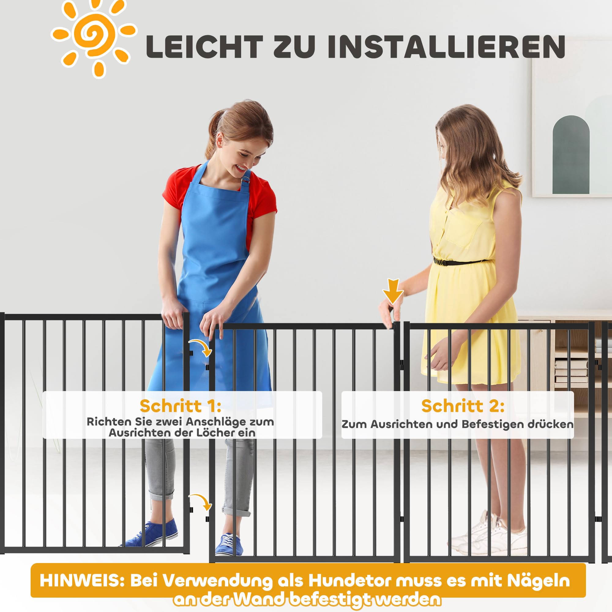 PawHut Welpenlaufstall 6-TLG Welpenauslauf mit 6 Gitterplatten Tür flexibel faltbar Freilaufgehege 76cm hoch Hundelaufstall Welpengitter für kleine und mittelgroße Hunde für drinnen, draußen, Garten 6