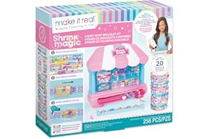 Make It Real:Shrink Magic Candy Shop Bracelet Kit - Create 20 Bracelets, Use A Hair Dryer to Shrink & Style, DIY Jewelry Kit, Girls & Kids Ages 8+