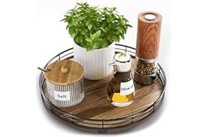Acacia Wood 10" Lazy Susan Turntable Organizer for Table Top, Farmhouse Round Wooden Lazy Susan for Cabinet Kitchen Centerpie