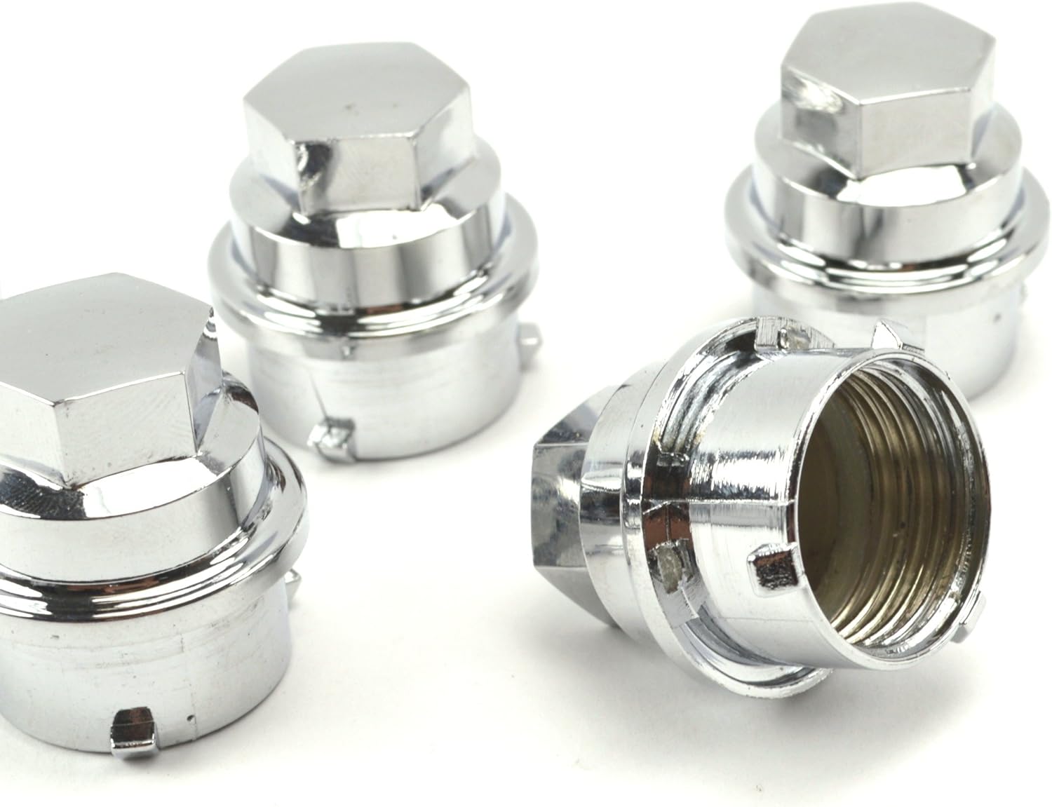 BB Auto Set of 5 New Chrome Screw On Lug Nut Covers Caps Hex head for
