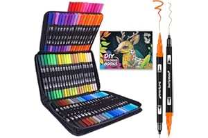 ARTUGN Dual Brush Marker Pens, 72 Colors Art Markers Set with Fine and Brush Tip for Kids Adult Coloring Book Bullet Journaling Note Taking Planner Hand Lettering Calligraphy Drawing Art Supplies Kit