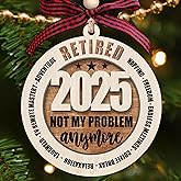 TEEBIM Retirement Gifts for Men - Retirement Ornament 2025 - Happy Funny Cool Retire Party Gifts - Mens Retired Gift Ideas for Coworker, Boss, Teacher, Nurse, Man - Wood Retired Christmas Ornament