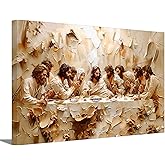 Jesus Last Supper Canvas Wall Art Christian Bible Story Wall Decor Picture Jesus and Twelve Apostles Poster Print Painting for Living Room Bedroom Church Artwork Home Decoration Ready to hang