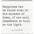 Motivational Wooden Sign, Happiness Can Be Found Even In The Darkest Of Time, Desk Table Decor, Gifts For Friends Besties Coworkers, Women Office Home Decorations And Accessories(5x5 Inches)-A07