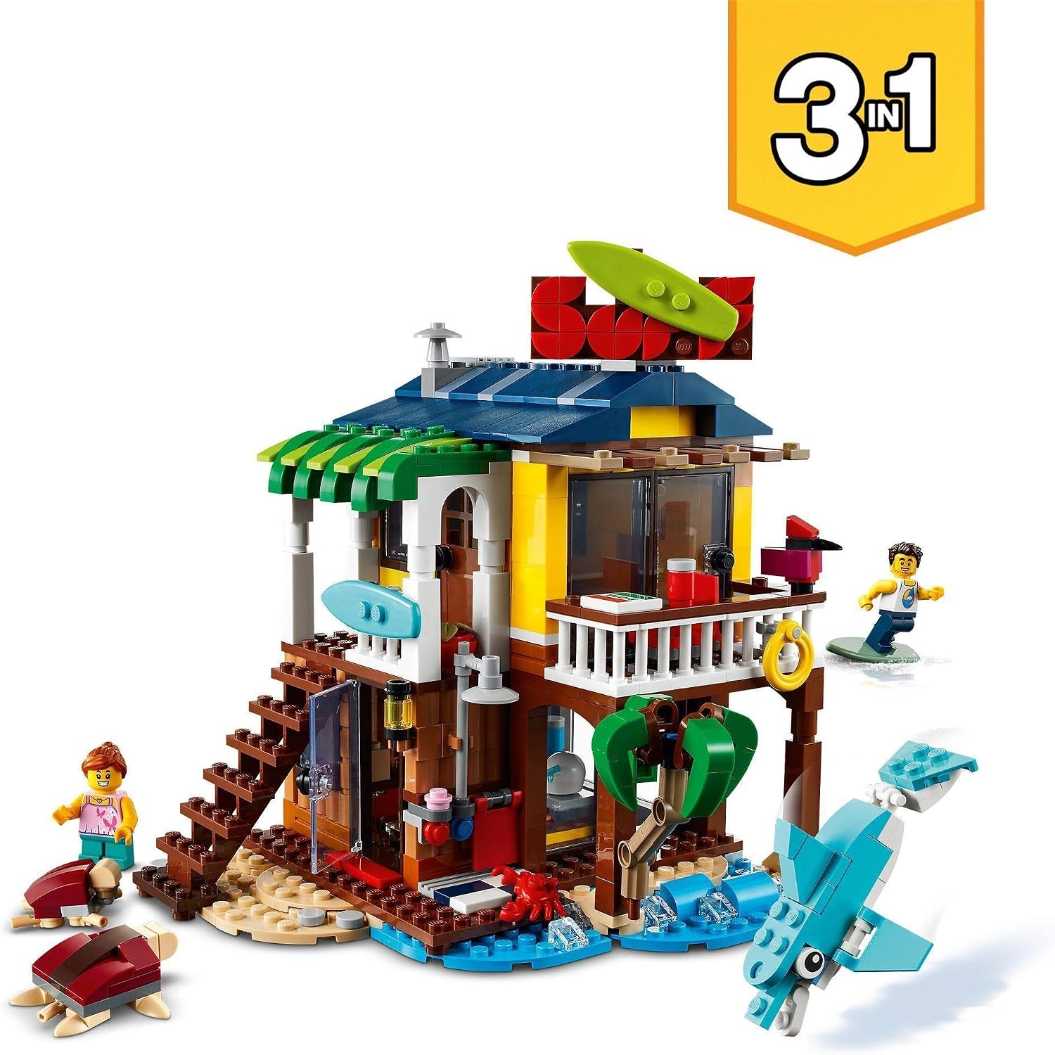 LEGO Creator 3in1 Surfer Beach House 31118 Building Kit Featuring Surf Shack, Lighthouse Toy - Image 4