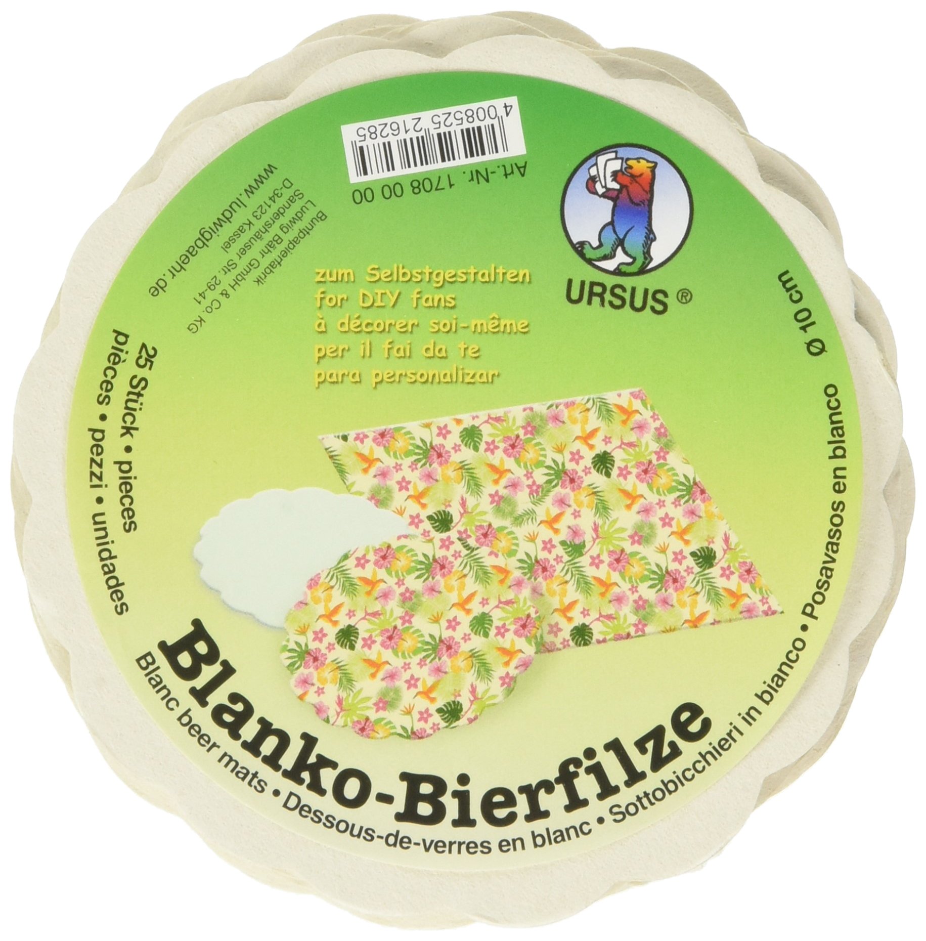 Ursus 25 blank beer felts
