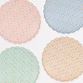 Meri Meri Floral Paper Plates (Pack of 8), Floral Disposable Plates for Party, Scalloped Edge, 2 Sizes (Dinner and Side)