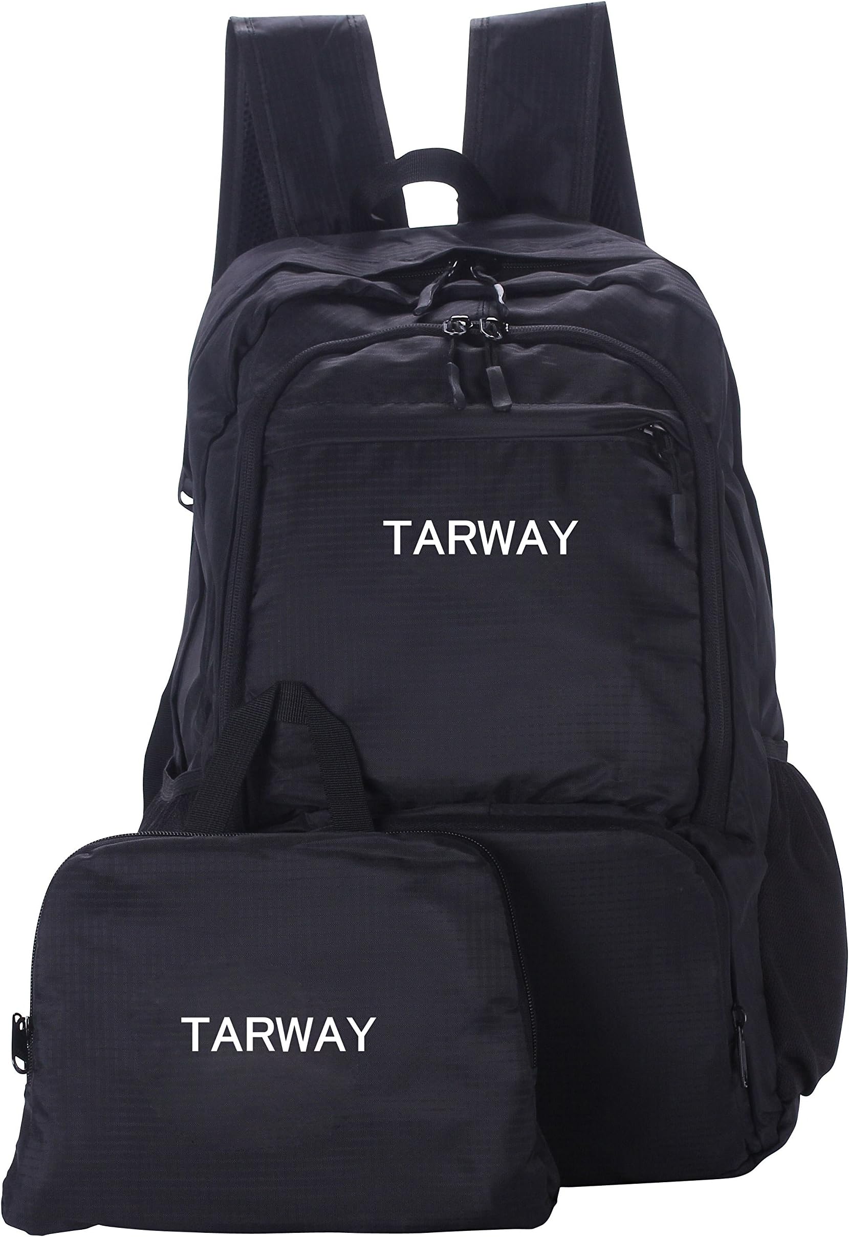 TARWAY Durable Packable Foldable Handy Lightweight Laptop Backpack Waterproof Travel Daypack (black-35L)