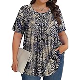 Womens Plus Size Tops Tunic Short Sleeve Crew Neck Shirts Casual Soft Blouse 1X-5X