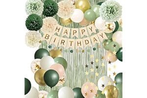 Sage Green Happy Birthday Party Decorations Olive Green Happy Birthday Party Decorations Nude Retro Gold Balloon Banner Paper