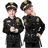 Kangaroo Police Costume for Kids – 12 Pc Black Cop Outfit with Hat, Badge, Handcuffs, Holster & More
