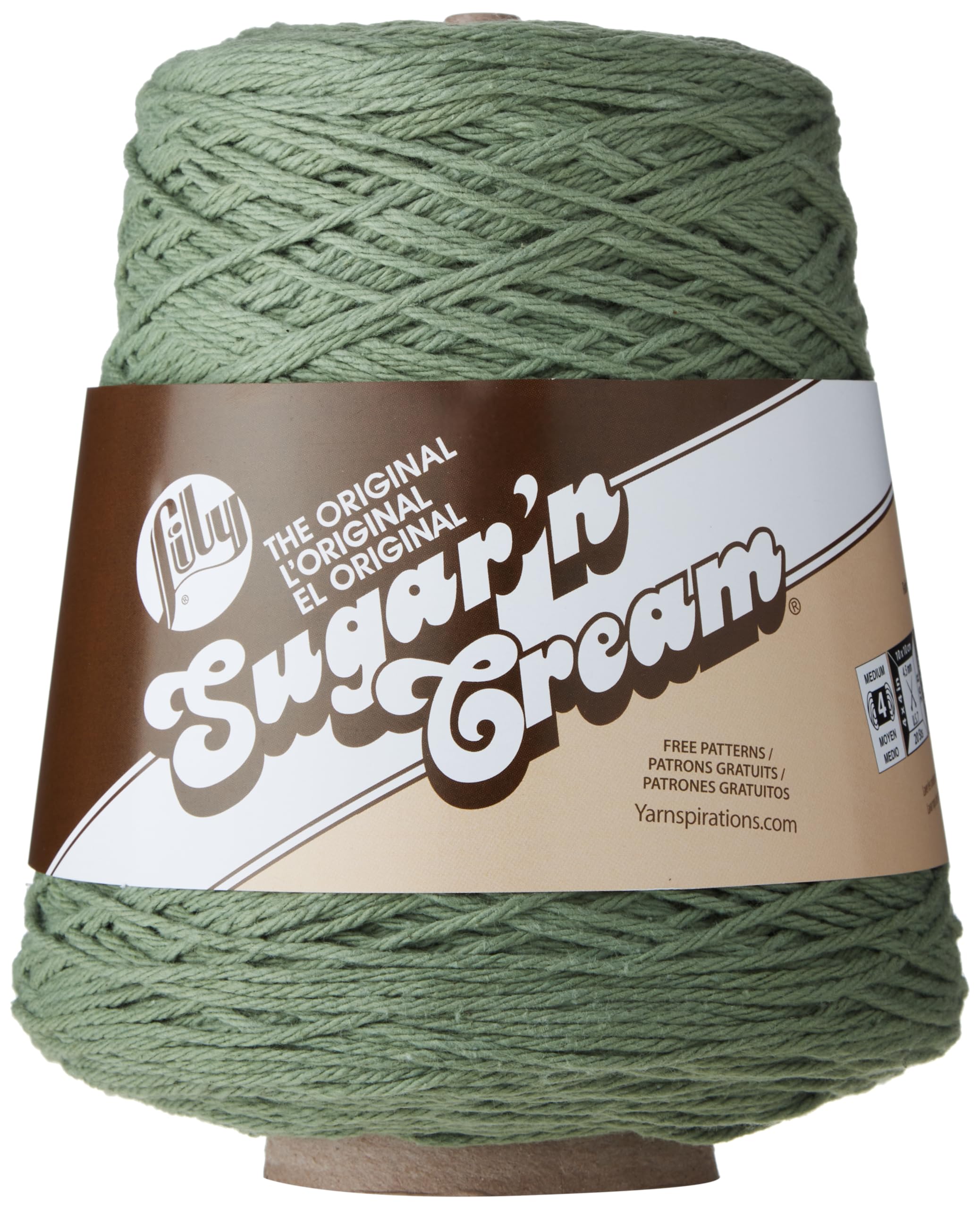 Lily Sugar N Cream Cones Sage Yarn - 1 Pack of 14oz/400g - Cotton - #4 Medium - 706 Yards - Knitting, Crocheting & Crafts