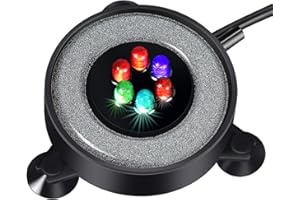 Goehiaul Aquarium Air Bubble LED Light Aquarium Air Stone Disk Kit Fish Tank Air Bubbler Decoration 6 Color Auto Changing (Pump not Included)