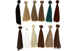 SEWACC 12pcs Doll Hair Wefts Long Straight Synthetic Doll Wig Wefts Doll Hair Extensions for Doll Making