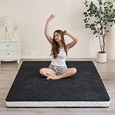 Zelladorra Japanese Floor Mattress, Portable Floor Mattress | Futon Mattress with Anti-Slip Bottom, Storage Bag and Straps for Easy Carrying, Camping, and Travel (Black)